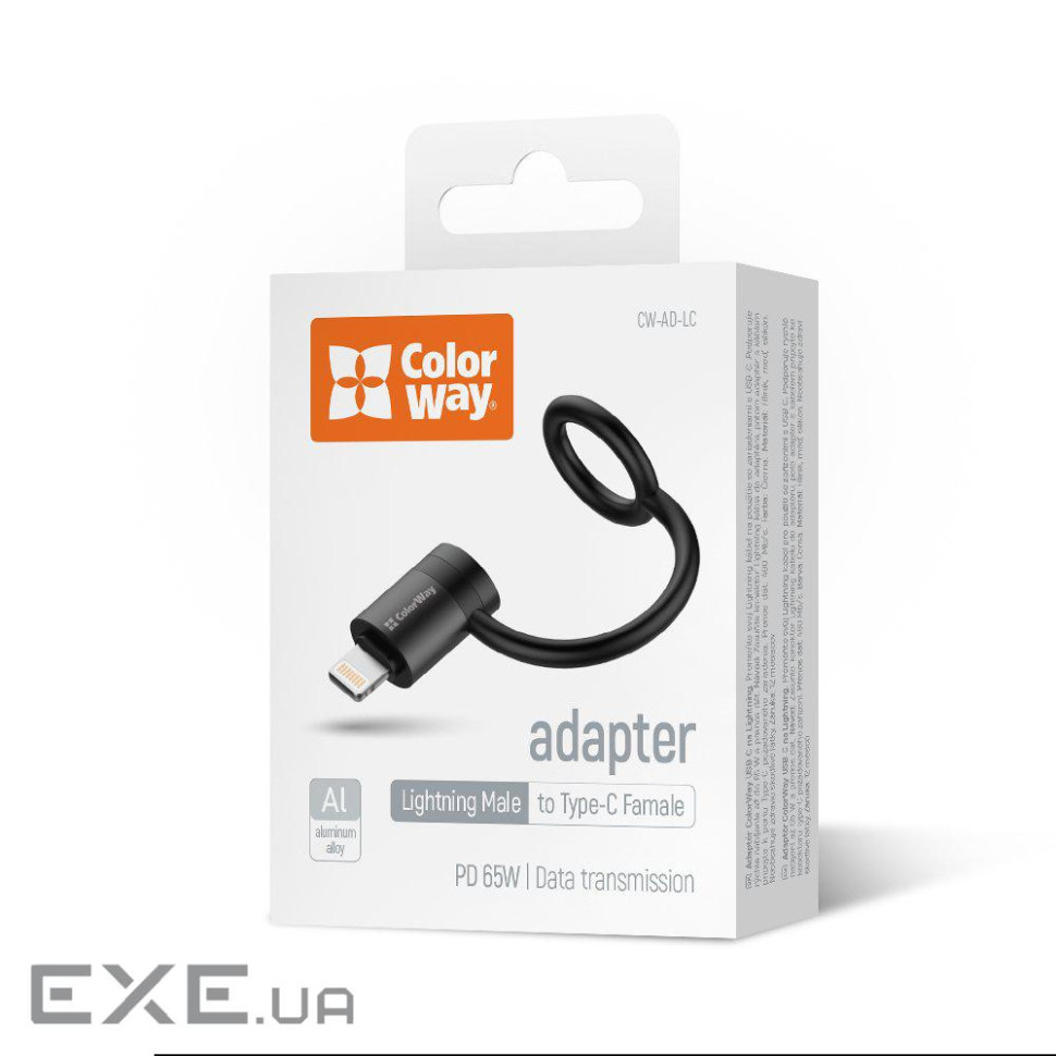 Перехідник Type-C (F) - Lightning (M), Black, ColorWay (CW-AD-LC)