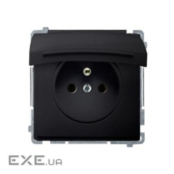Розетка электрическая Basic с заземлением French с крышкой IP44, матовый графит (BMGZ1B.01/28)