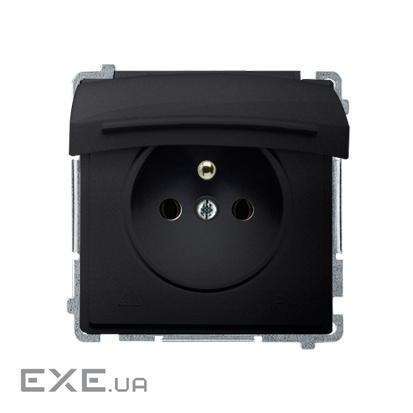 Розетка электрическая Basic с заземлением French с крышкой IP44, матовый графит (BMGZ1B.01/28)