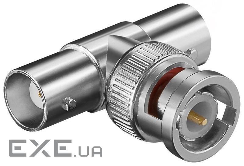 Перехідник мережевий BNC / 50ohm 1x2 M / F, адаптер T-form Gold, срібний (75.01.1344-1)
