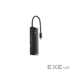 Концентратор Baseus USB-C 6-in-1 HDMI + 2xUSB 3.0 + USB-C + SD/TF black (WKQX050001)