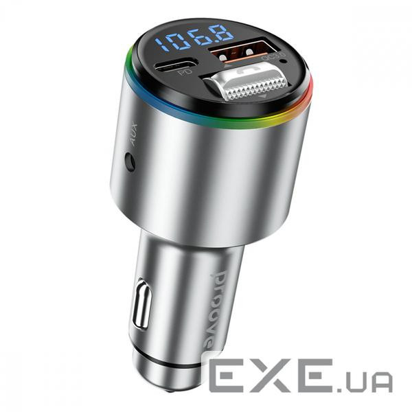 Автомобільне ЗУ Proove FM Launcher Power Drive 30W (PD+QC3.0) Type-C+USB silver (FMPD30110006)