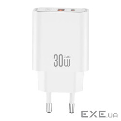 Зарядний пристрій XO 1xUSB 22.5W + 1xUSB-C PD30W white (CE42.white)