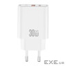 Зарядний пристрій XO 1xUSB 22.5W + 1xUSB-C PD30W white (CE42.white)