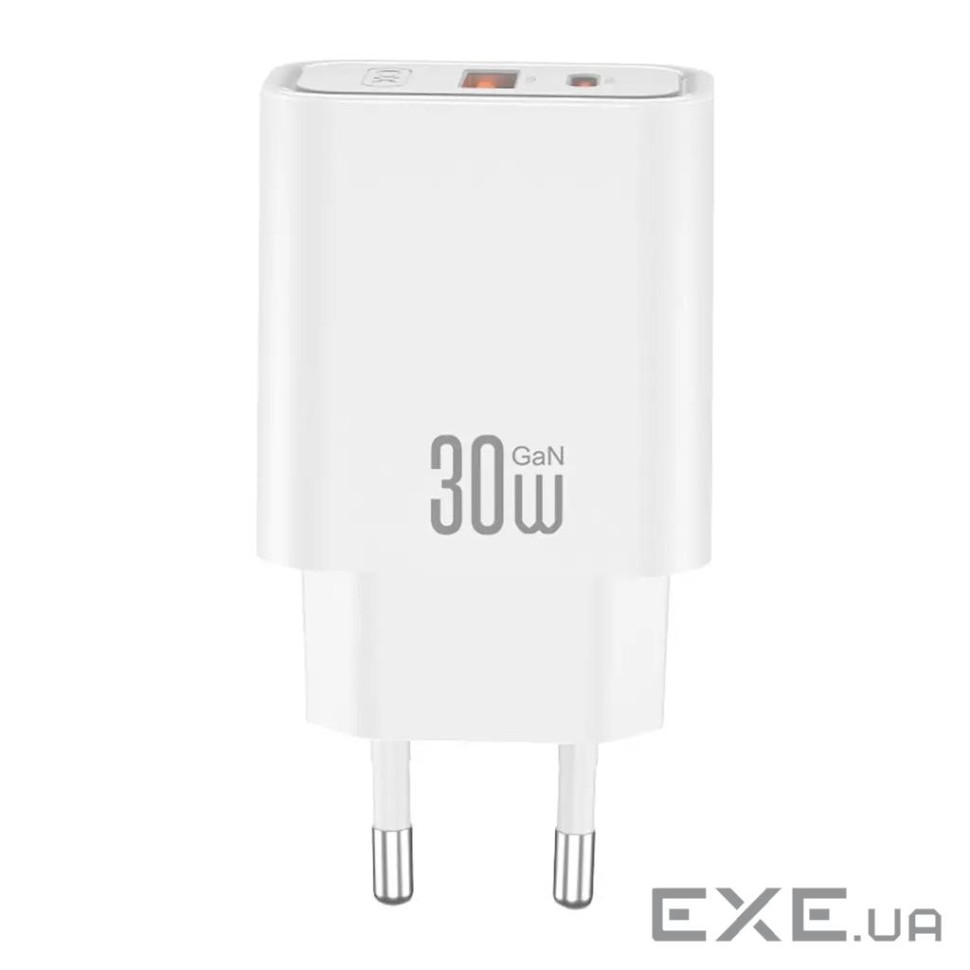 Зарядний пристрій XO 1xUSB 22.5W + 1xUSB-C PD30W white (CE42.white)