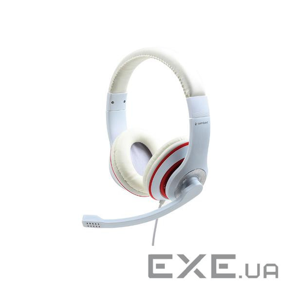 Навушники Gembird MHS-03 White/Red (MHS-03-WTRD)