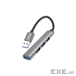 Концентратор HOCO USB to USB 3.0 + 3xUSB 2.0 metal gray (6931474765468)