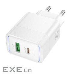 СЗУ 110-240V HOCO CS112A USB-C+USB, 30W, White, Box (HOCO CS112A / W)