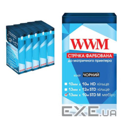 Стрічка до принтерів 13мм х 10м STD л. Black*5шт WWM (R13.10SM5)