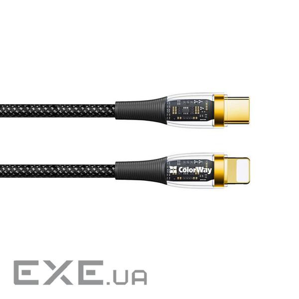 Дата кабель USB-C to Lightning 1.2m 3A 27W black ColorWay (CW-CBPDCL057-BK)