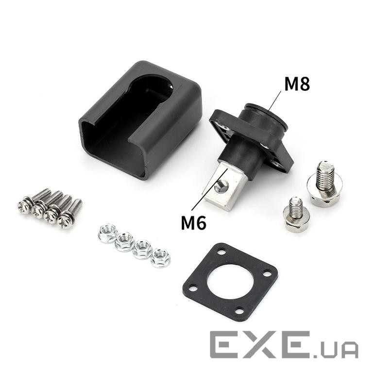 Корпусна прохідна клема М8-M6, 200A, 1000V, мідь, Black (YT-200AM8M6-Black) , Black (YT-200AM8M6-Black)