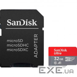 Карта пам'яті SANDISK microSDHC Ultra 32GB UHS-I A1 Class 10 + SD-adapter (SDSQUA4-032G-GN6IA)