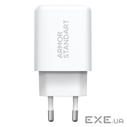 Зарядний пристрій Armorstandart 1xUSB-C PD25W + 1xUSB QC3.0 GaN white (ARM87066)