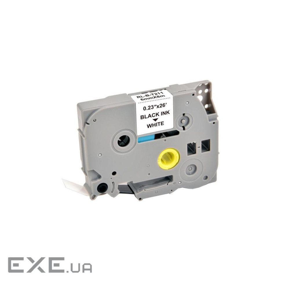 Стрічка для принтера етикеток UKRMARK RL-B-T211P-BK/WT, аналог TZE211. 6 мм х 8 м (CBTZ211)