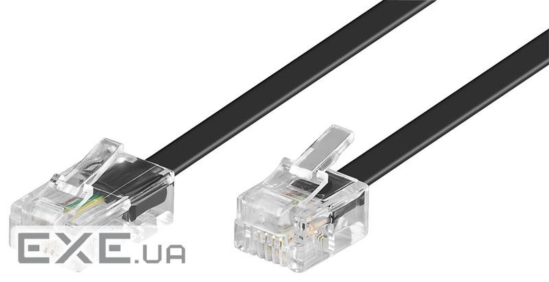 Кабель телефонний RJ11-RJ45 U/UTP M/M (Western) 10.0m, плоский 6P4C/8P4C, чорний (75.06.8578-1)