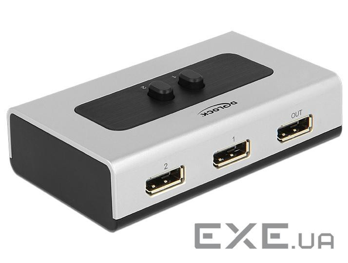 Перехідник моніторний Delock DisplayPort 2x1 (Switch), v1.4 8K@30Hz (70.08.7668-1)