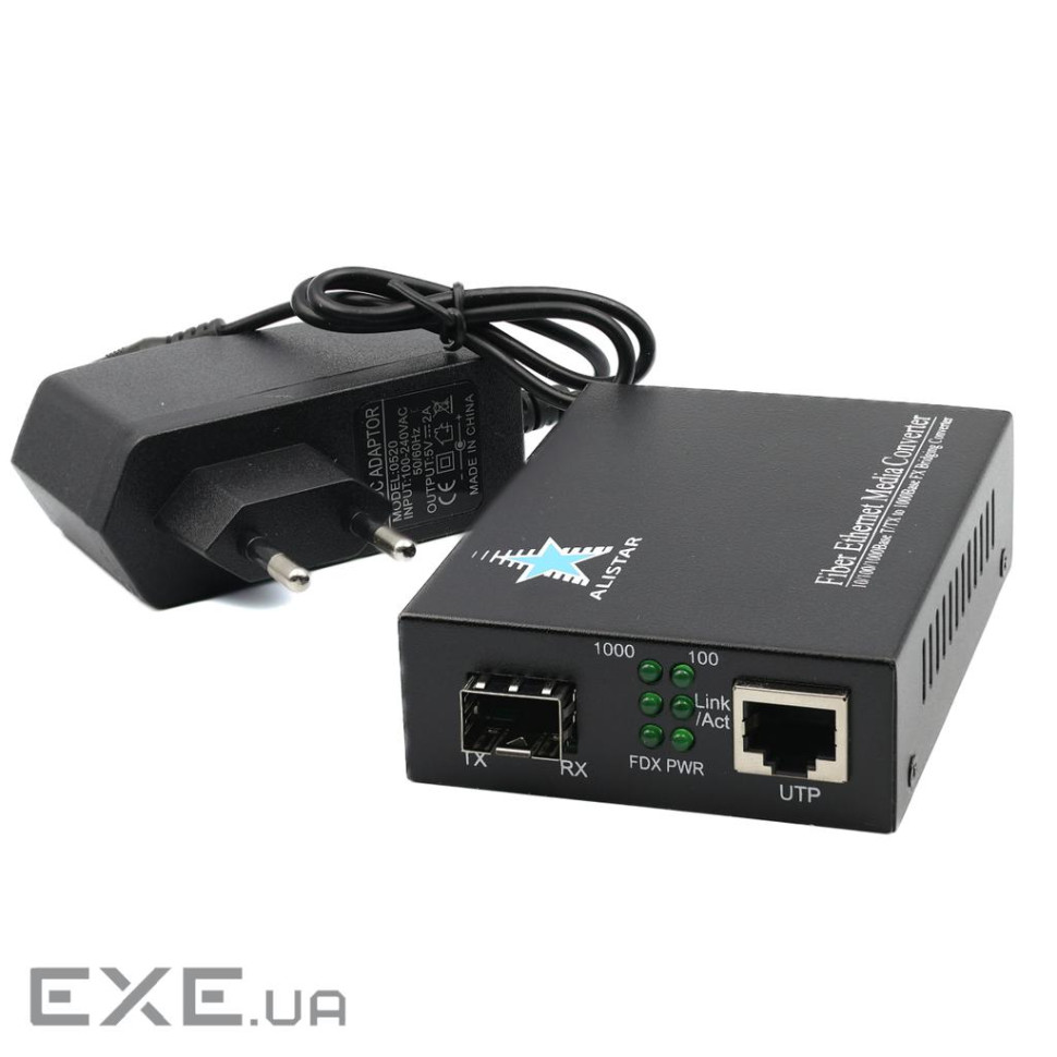 Медіаконвертор 1G 10/100/1000BASE-T RJ-45 - SFP Slot 1000Base-SX/LX LFP ALISTAR (X1SL) 1G 10/100/1000BASE-T RJ-45 - SFP