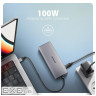 Концентратор AXAGON USB-C to 2xUSB-A + 1xUSB-C + HDMI + RJ45 + PD100W 0.15m gray (HMC-6G2L)