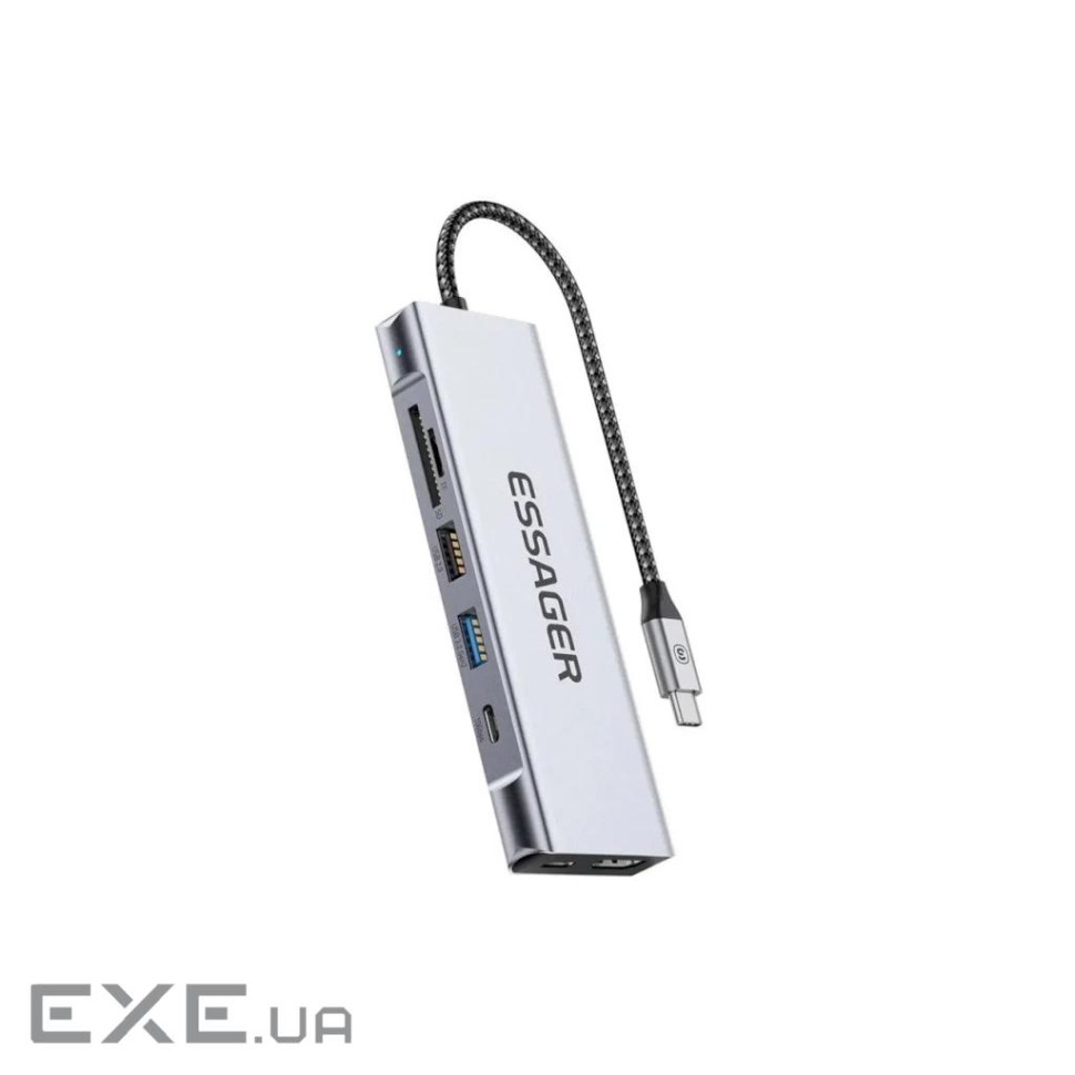 Концентратор Essager USB-C 8-in-1 HDMI + USB 3.2 + USB-C + SD/TF + M.2 PCIe/NVMe/SATA (EHB08-QK0G-Z)