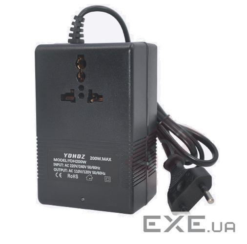 Перетворювач напруги трансформаторний 200W Input 220 V / Output 110V, + універсальна розетка (44006)