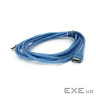 Дата кабель USB 2.0 AM/AF 3.0m ferrite transparent blue Voltronic (YT-AM/AF-3.0TBL)