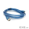 Дата кабель USB 2.0 AM/AF 3.0m ferrite transparent blue Voltronic (YT-AM/AF-3.0TBL)