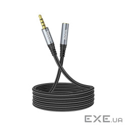 Кабель мультимедійний 3.5mm M to 3.5mm F 1.0m Gray HOCO (6931474762153)