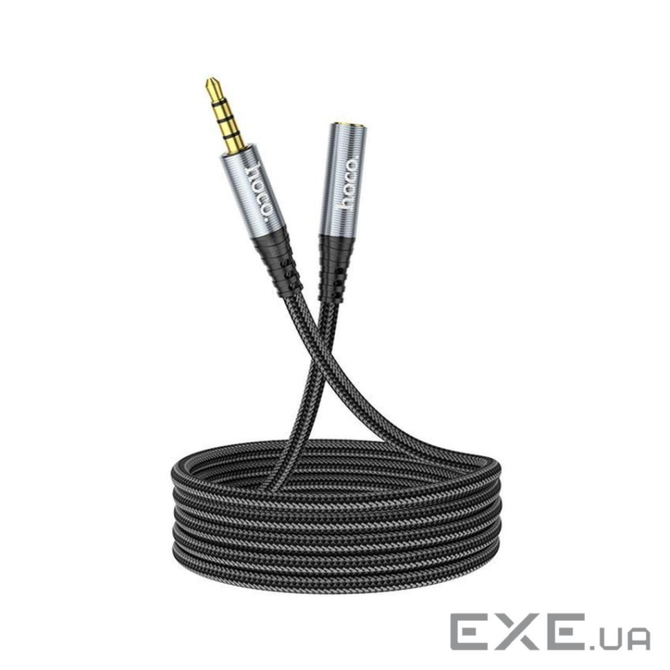 Кабель мультимедійний 3.5mm M to 3.5mm F 1.0m Gray HOCO (6931474762153)