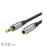 Кабель мультимедійний 3.5mm M to 3.5mm F 1.0m Gray HOCO (6931474762153)