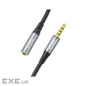 Кабель мультимедійний 3.5mm M to 3.5mm F 1.0m Gray HOCO (6931474762153)