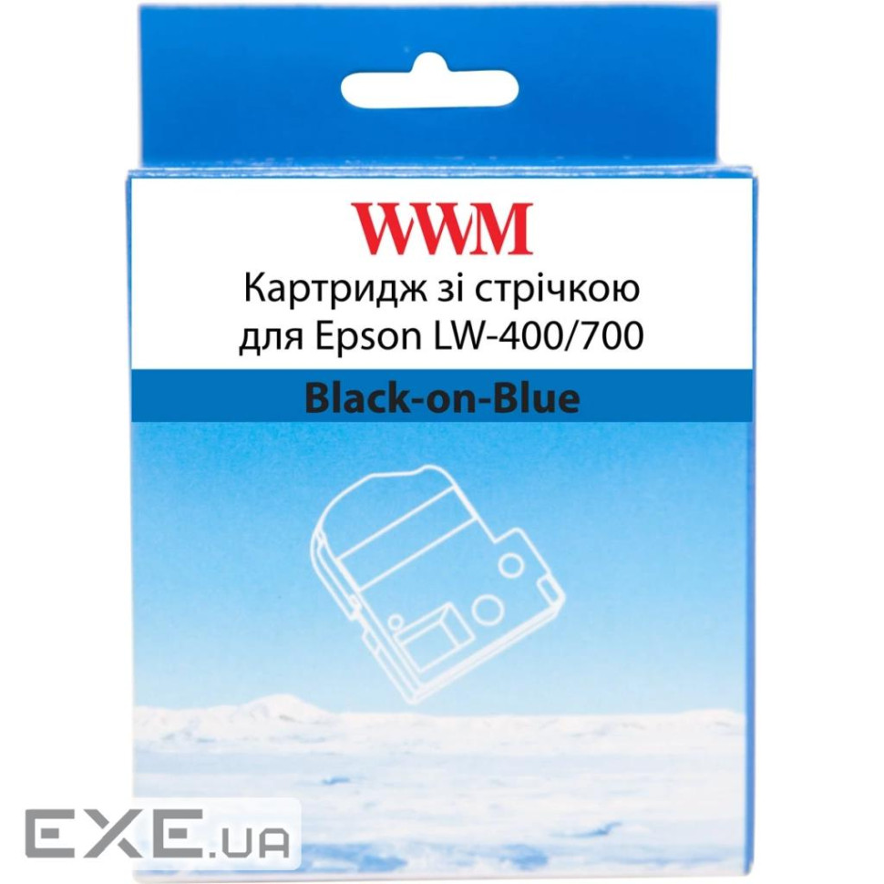 Картридж зі стрічкою WWM для Epson LW-400/700 6mm х 8m Black-on-Blue (WWM-SC6B)
