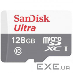 Карта пам'яті microSDXC, 128Gb, Class10 UHS-I U1 C10 A1, SanDisk Ultra, 100 / 60 (SDSQUNR-128G-GN3MA)
