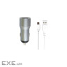 Зарядний пристрій XO TZ09 2.4A/2 USB + cable microUSB Grey (XO-TZ09M-GR)