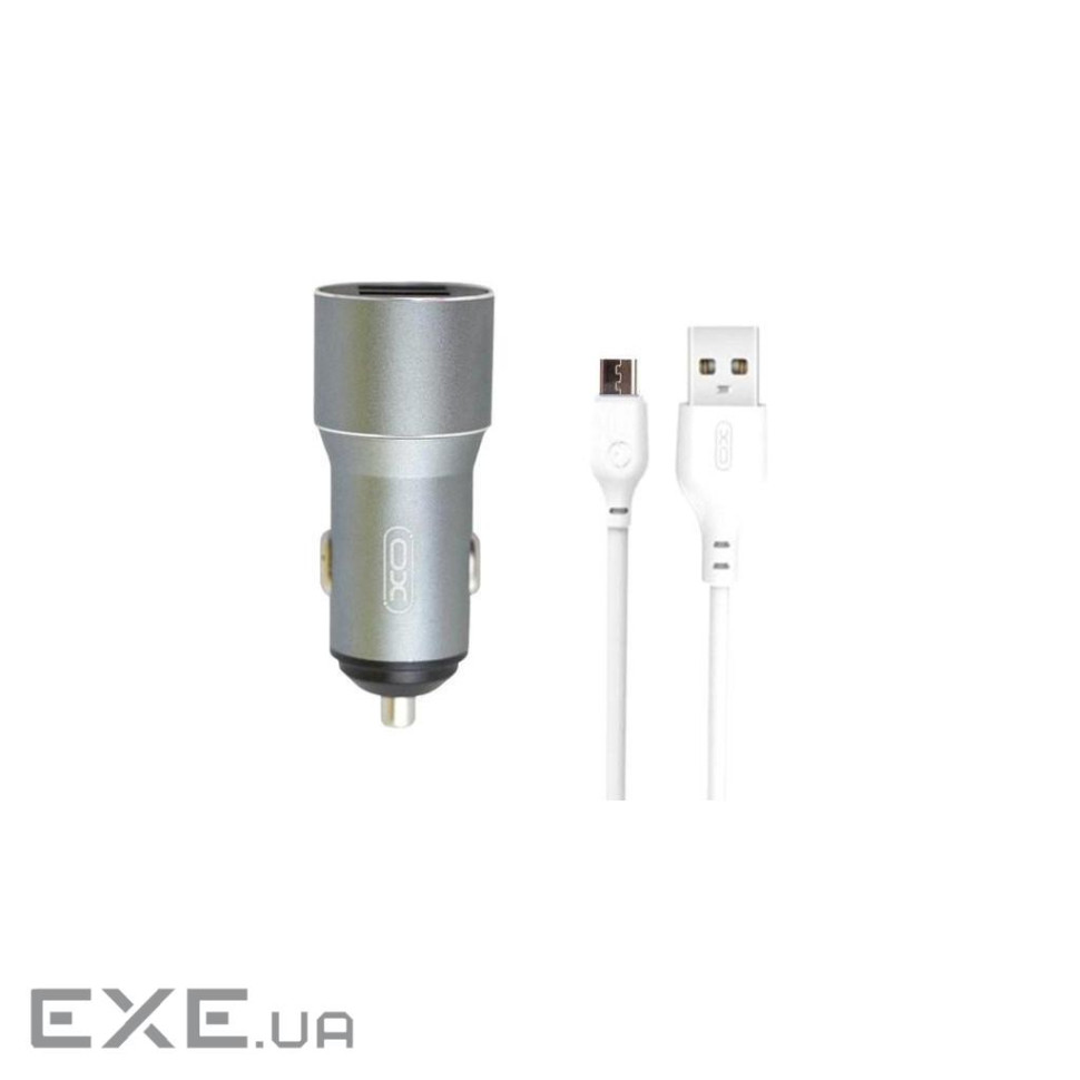 Зарядний пристрій XO TZ09 2.4A/2 USB + cable microUSB Grey (XO-TZ09M-GR)