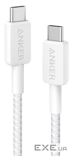 Кабель ANKER 322 USB-C to USB-C - 0.9m Nylon (Білий) (A81F5H21) ) (A81F5H21)