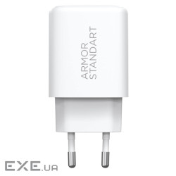 Зарядний пристрій Armorstandart 1xUSB-C PD20W + 1xUSB QC3.0 GaN white (ARM87067)