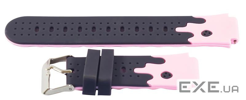 Ремінець для дитячого годинника 16 mm, чорно/рожевий