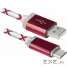 Дата кабель USB 2.0 AM to Micro 5P 1.0m RedLED backlight Defender (87556)