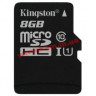 Карта пам'яті Kingston microSDHC 8GB Class 10 UHS-I R45/ W10MB/ s (S (SDC10G2/8GBSP)