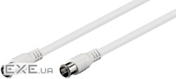 Кабель антенний RF:F M/M 2.5m,Quick 2xShielded D=5.3mm Coax,білий (75.05.0748-1) (75.05.0748-1)