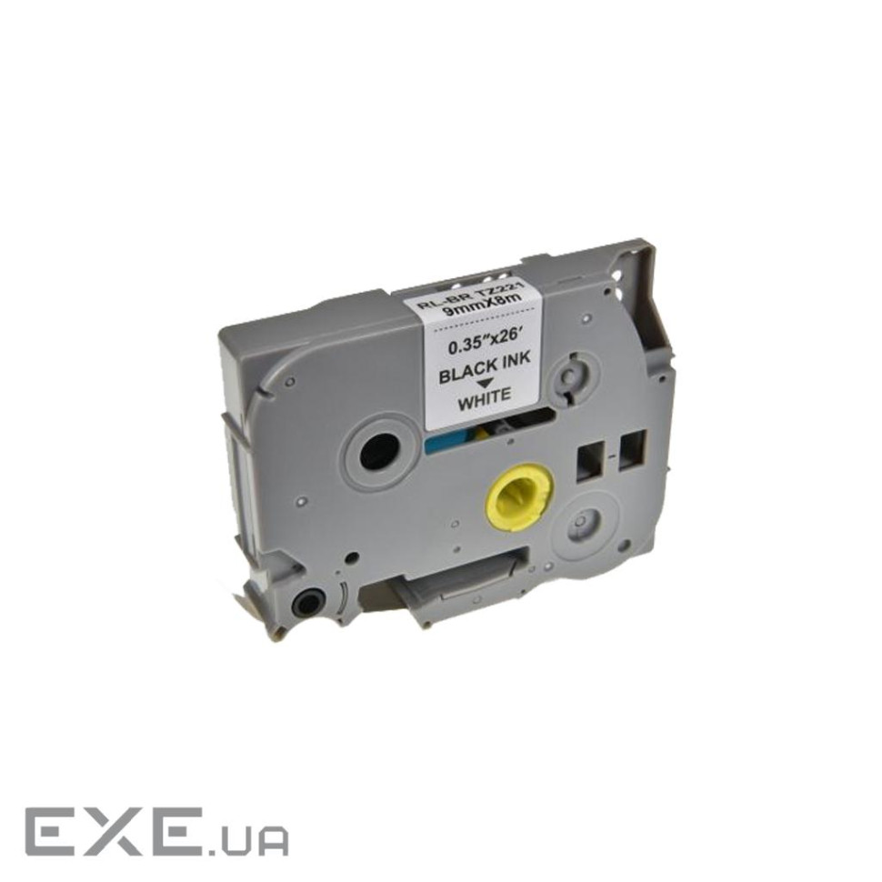 Стрічка для принтера етикеток UKRMARK RL-B-T221P-BK/WT, аналог TZE221. 9 мм х 8 м (CBTZ221)