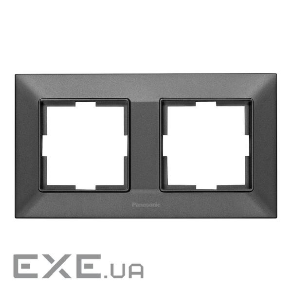 Рамка Panasonic Arkedia Slim подвійна, горизонтальна, чорна (WNTF08022BL-UA)