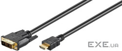 Кабель монітора-адаптер HDMI-DVI M/M 2.0m,18+1 D=5.5mm Gold,чорний (75.05.1580-1) (75.05.1580-1)