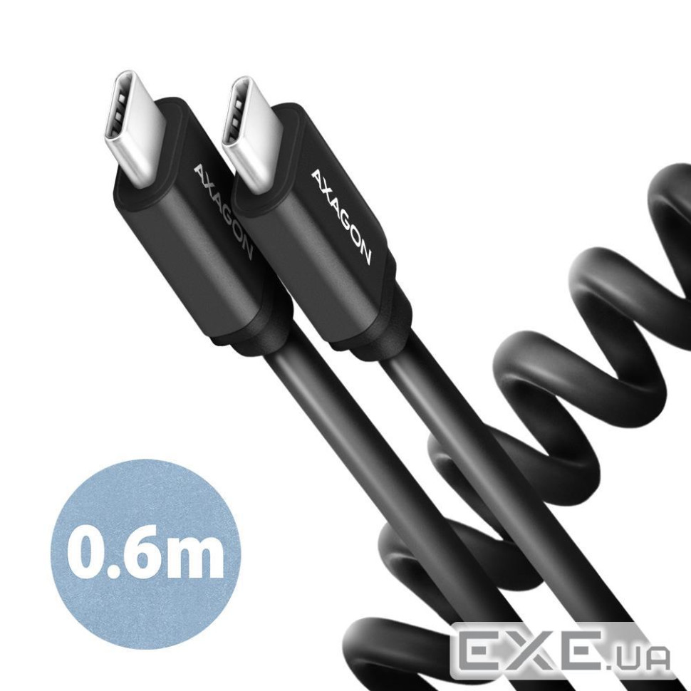 Кабель USB-C TO USB-C 0.6M 60W TWISTER BLK BUCM-CM10TB AXAGON