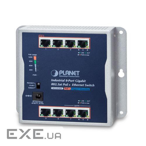 Некерований комутатор L2, 8 портів 10/100/1000BaseT, IP30, -20+60 C, 120W PoE+ (WGS-818HP-EU)