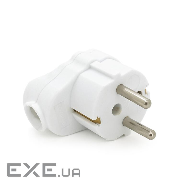 Вилка із заземленням кутова з кільцем, розбірна SQ-GP-003, 16А 220V, White, Q200 220V, White, Q200