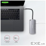 Концентратор AXAGON USB-C to 2xUSB-A + HDMI + RJ45 + SATA M.2 + PD 100W 0.18m grey (HMC-6M2)