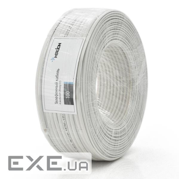 Телефонний кабель Merlion 4 житловий 28awg CCS 100метрів у бухті білий (00244) (00244)