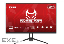 Монітор 24" Qube Overlord G24F144S (FHD) 1920x1080 Fast IPS 144Hz 1ms, 250cd/m2, Freesync,