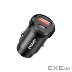 Зарядний пристрій Essager 1xUSB-C 30W + 1xUSB black (ECCAC-TL01)
